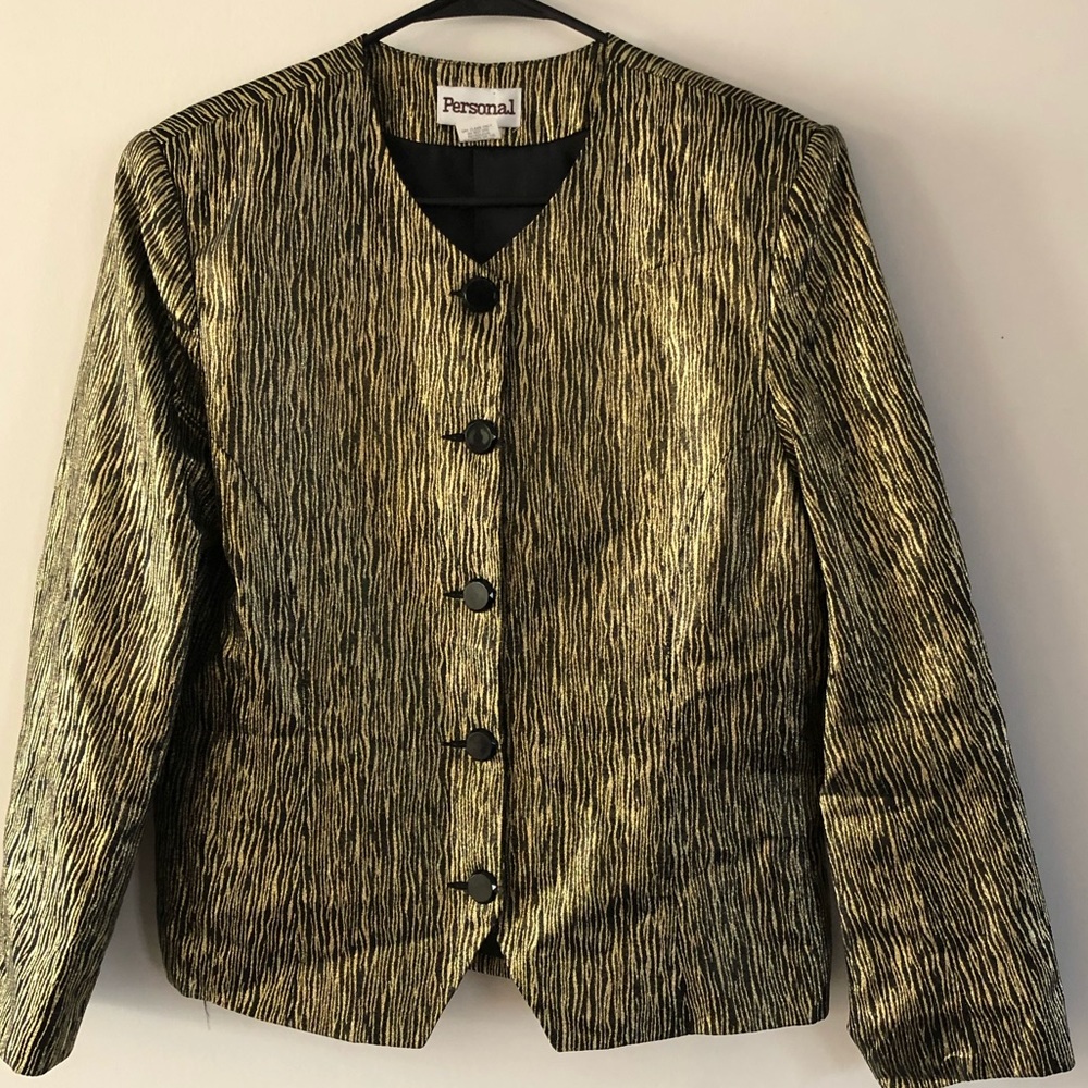 Personal Women’s Blazer Jacket Gold& Black Size 12